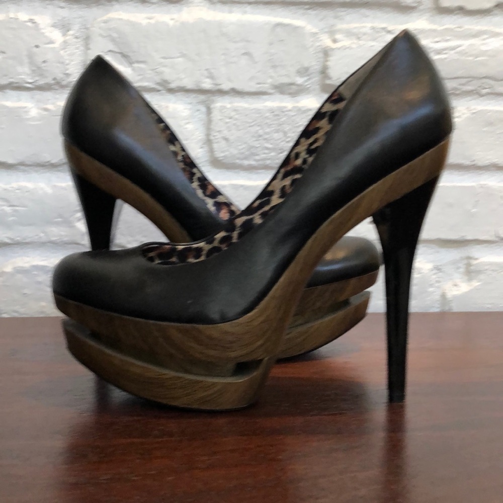 Jessica Simpson Black Leather Platform Heel size 9